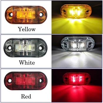 10VNT įspėjamosios Lemputės, Led Diodo Šviesos Priekabos Sunkvežimių Geltona Oranžinė Balta Raudona LED Šoninis Gabaritinis Žibintas 12V 24V