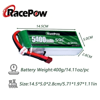 RacePow 11.1 V 50C 5400mAh 3S RC Car Battery Pack su T Dekanai Kištukas Traxxas 1/10 RC Automobilio Baką Valtis Lėktuvas Sraigtasparnis 2 vienetai