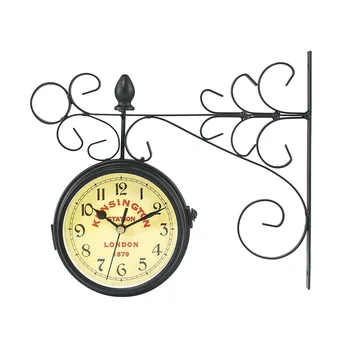 Kaustytomis geležies sieninis laikrodis dvipusis laikrodis retro dvipusis sieninis laikrodis kavinė baras apdailos laikrodis