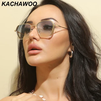 Kachawoo metalo daugiakampio formos akiniai nuo saulės moterims mados saulės akiniai vyrams unisex mėlyna ruda gradientas lęšiai Europos stiliaus dropship