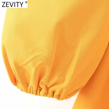 Zevity Moterų Mados Klostyti Raukiniai Atsitiktinis Slim Mini Marškinėliai Suknelė Office Lady Sluoksniuotos Rankovėmis Chic Geltonos Spalvos Linija Vestidos DS8101