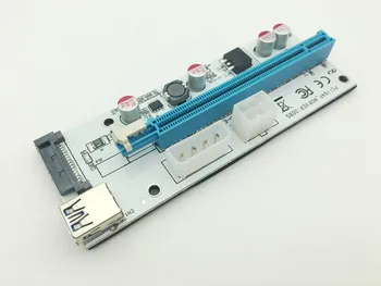Naujas Baltos spalvos PCI-E Riser 008 Express 1X 4x 8x 16x Extender PCI-E USB Stove 008S Kortelės Adapteris SATA 15pin už BTC Kasybos Miner USB3.0