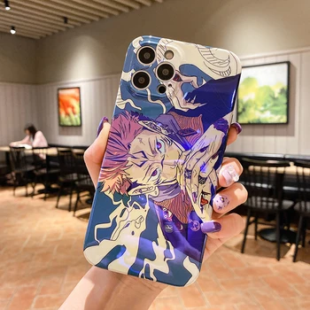 Anime Džiudžiutsu Kaisen Telefono dėklas skirtas Iphone 12 11 Pro Xs Max 6 7 8 Plus X XR Animacinių filmų Gojo Satoru Blizgus Blu-Ray Minkštas Viršelis Coque