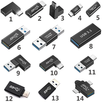 1set=14pcs usb3.0 90 Laipsnių stačiu Kampu USB 3.1 C Tipo Vyrų ir Moterų USBC moteris moteris vyras vyrų Konverteris Adapteris