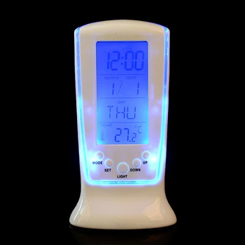 Mini Skaitmeninis Laikrodis, Apšvietimas Kalendorius Termometras LCD Ekranas Žadintuvas