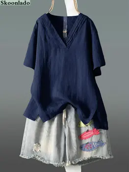 Plius dydis m-5xl moterų medvilnės skalbiniai viršūnės vasarą lino palaidinė lady drabužių mados originalaus dizaino lino viršūnes oversea garsaus prekės ženklo