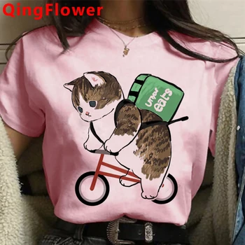 Katė Harajuku korėjos Stiliaus Mielas Anime Marškinėlius Moterims Kawaii Animacinių filmų Katės T-shirt Estetinės Grunge T Shirt Grafikos Viršuje Tees Moteris