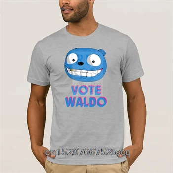 Atspausdintas T-shirt įgulos kaklo trumpomis rankovėmis atsitiktinis Juoda Veidrodis Balsuoti Waldo Marškinėliai vyrams