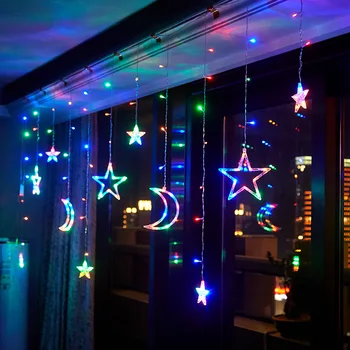 Led Šviesos Girlianda Moon Star LED String Pasakų EID Mubarakas Ramadanas Apdailos Kalėdų Apšvietimo Šalis Vestuvių Dekoratyvinis
