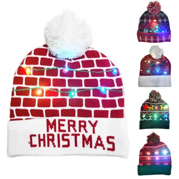 KARŠTA!!! Naujas Atvykimo Mados Mados Unisex Žiemą Storas Šiltas Megztas Beanie kepurė su LED Žibintai Kalėdų Dekoro Didmeninė Dropshipping