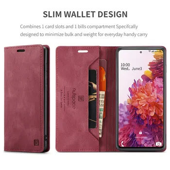 Matinis Odos Flip Case For Samsung Galaxy S20 S21 FE S8 S9 S10 S20 Plius Note20 Ultra Piniginės Kortelės Turėtojas Stovėti Telefono Maišeliai Padengti