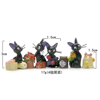 8pcs/daug Mano Kaimynas Totoro Kiki Kiki ' s Delivery PVC Katė Veiksmų Skaičius, Lėlės Tarnyba Pora Jiji Vėjo Varpelių Dervos Plastikiniai Modelis