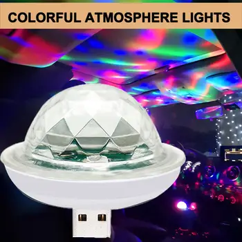 Naujas LED Automobilio USB Atmosfera Šviesos Mini Spalvinga Muzikos Garso Lempa USB-C Telefono Paviršiaus Festivalio Šalis Karaoke