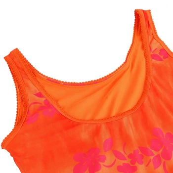 Oranžinės spalvos Gėlių Spausdinti Rankovių Bodycon Sundress Y2K Vasaros Paplūdimio Slim Fit Mini Trumpą Suknelę Derliaus Streetwear