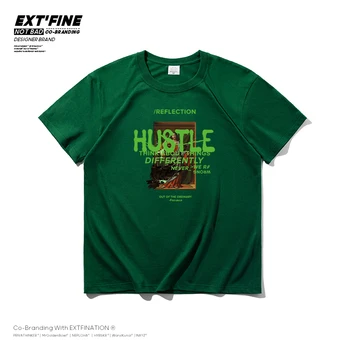ExtFine Stumdymasis American Vintage trumpomis Rankovėmis Marškinėlius Vyrų Hip-Hop Vyrų Marškinėliai 2021 M. Vasarą Pora Atsitiktinis Mados marškinėliai
