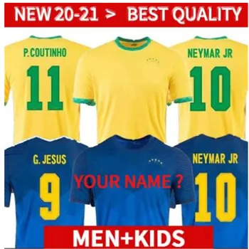 20 21 brazilijos futbolo megztiniai futbolo džersis NEYMAR JR G. JĖZUS COUTINHO 2021 futbolo marškinėliai teamMen + Kids kit 