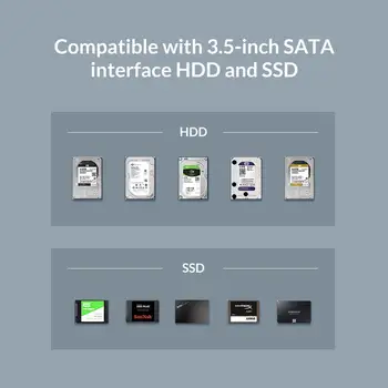 ORICO HDD Docking Station 2.5 3.5 USB3.1 Gen2 Tipas-C 10Gbps Kietąjį Diską Talpyklos Išorinis HDD Atveju Skaidrus Standžiojo Disko Atveju