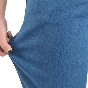 2020 mados pavasario vasaros džinsus vidutinio amžiaus moteris elastinga juosmens džinsai tiesūs pants plus size aukšto juosmens atsitiktinis kelnės 3394