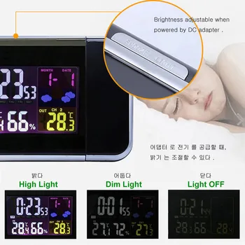 Termometras Oro Projektorius Pažadinti Stotis Drėgmės Laikrodis prognozė Iki Drėgmėmačiu/Naktiniai Skaitmeninis Laikrodis, Temperatūra, Signalizacijos