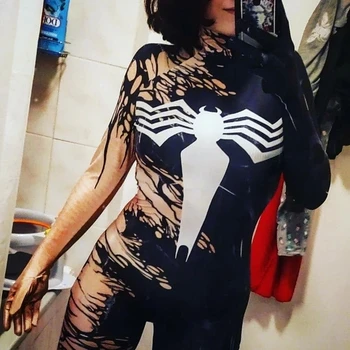 Moterų nuodai symbiote Cosplay Kostiumų 3D Spausdinimo Suaugusiųjų, Vaikų, Merginų, Moterų Superhero Zentai Kostiumas Bodysuit