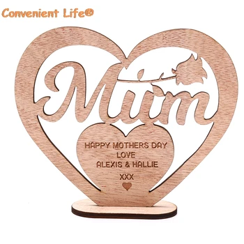 Motinos Diena Mediniai Širdies Formos Laimingas Motinos Diena Dovanų Geriausia Mama Tuščiaviduriai Ornamentu Woodblock Amatų Gimtadienio Dovana