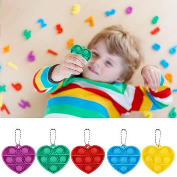Mini Širdies Formos Stumti Burbulas Jutimo Žaislai Autizmo Paramos Streso Paprasta Dimple Fidget Suaugusių Vaikų Darbalaukio Švietimo Keychain