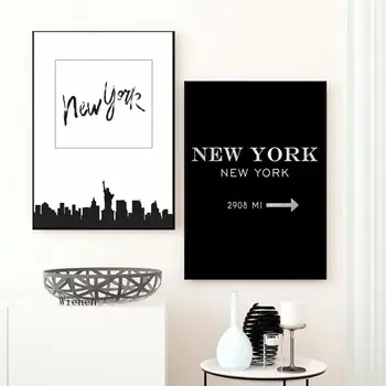 Modernus Minimalistinis Laišką Drobės Paveikslai niujorko Manheteno Miesto Žemėlapį Plakatas Spaudinių Sienos Menas Nuotraukas Kambarį Namų Dekoro