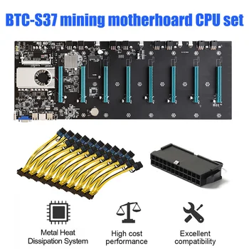 BTC-S37 Riserless Kasybos Plokštę 8 GPU Bitcoin Kriptografijos Etherum Kasybos Rinkinys su mSATA SSD Maitinimo Kabelis материнская плата