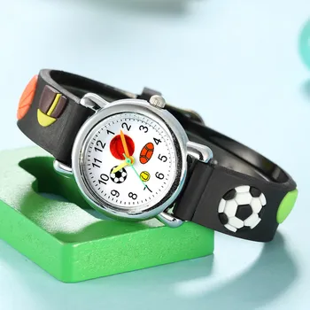 Kvarciniai Laikrodžių arabiškais Skaitmenimis 3D Futbolo Modelio Sporst Žiūrėti Vaikams Silicio Laikrodis Laikrodis Montre Enfant Lašas Laivybos