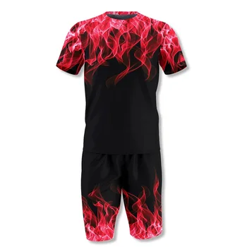 Vasaros vyriškų Nustatyti 3D Liepsna T-Shirt Harajuku Atsitiktinis Marškinėliai Poroms Streetwear 2021 Nauja Madinga Trumpas Rankovės + Šortai Kostiumas Paplūdimio
