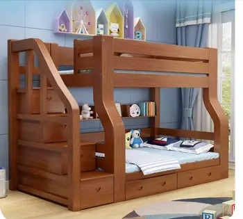 Visą medžio masyvo dviaukštė lova daugiafunkcinis dvigubas dvigulė lova motinos lovos medinės dviaukštės lovos, vaikiškos lovos