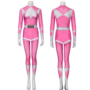Suaugusiųjų Ranger Super Mei Rožinė Ranger Jumpsuit Cosplay Kostiumas Helovinas Maskuotis Šalis Bodysuit