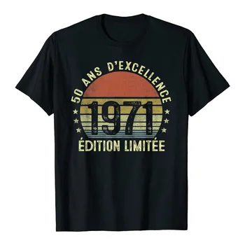Vasaros Derliaus Y2K Viršūnes vyriškų Drabužių, Negabaritinių Marškinėliai 50 Metų Jubiliejų 1971 Spausdinti Apvalios Kaklo trumpomis Rankovėmis T-Shirt