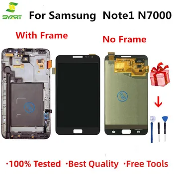 Amoled LCD Ekranas Samsung Note1 I9220, N7000 LCD Asamblėjos jutiklinis ekranas skaitmeninis keitiklis Su Rėmu atsarginės Dalys