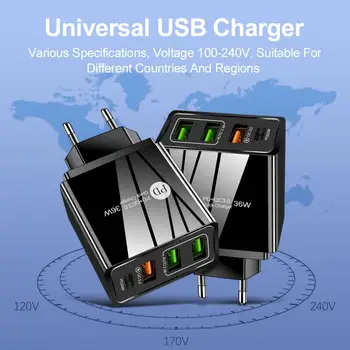 3USB QC3.0 + PD 20W Greito Įkrovimo Mobiliųjų Telefonų Kroviklį JAV Standartą, Europos Standartą Britų Standartinio Įkroviklio Elektros Lizdai