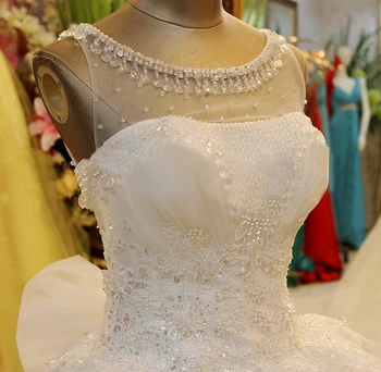 Pagal užsakymą Pagaminti Kamuolys Suknelė Puošnios Nėrinių Kristalų Puošnios Vestuvinės Suknelės Prabangių Vestuvių Suknelė Nekilnojamojo Nuotraukos Vestidos De Novia RD01