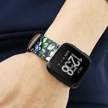 Natūralios Odos Bijūnas Gėlių Watchband Diržu, Fitbit Atvirkščiai Išmaniųjų Laikrodžių Apyrankės Pakeitimo Reguliuojamas Sporto Band Apyrankė