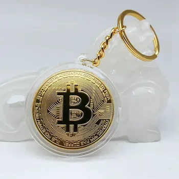 Bitcoin Aukso Monetų, Raktų Grandinės Surinkėjai, Variu Dengto Bitcoin Monetos Raktų Žiedas Kolekcines Fizinio Atminimo Auksas, Sidabras Gražus