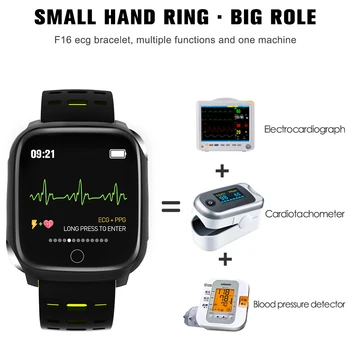 Naujas F16 Smart Apyrankę EKG+PPG Pedometer Žadintuvas Smart Watch Vyrų Širdies ritmas, Kraujo Spaudimas Vandeniui Smart Apyrankė/grupė