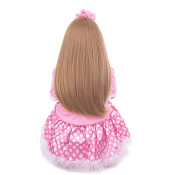 KEIUMI Tiesiai Auksinių Plaukų Reborn Baby Lėlės Rožinė Princesė 60 CM Minkšto Silikono Naujagimių Tollder Lėlės, Žaislai Vaikams Gimtadienio Dovana