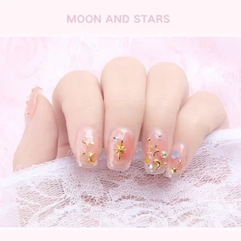 Naujas nagų dailė apdailos embellishment žvaigždės ir mėnulis kniedės Japonijos tuščiaviduriai lydinio nagų, nagai gražiai dekoruoti kniedėmis