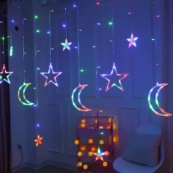 Led Šviesos Girlianda Moon Star LED String Pasakų EID Mubarakas Ramadanas Apdailos Kalėdų Apšvietimo Šalis Vestuvių Dekoratyvinis