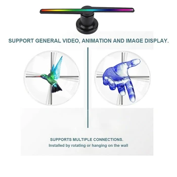 3D Holografinio Ventiliatorius Lempa Projektoriui Holograma LED Sukasi Vaizdo Ekranas Reklamos Mašina 150° Šviesos Dekoracija Jpg
