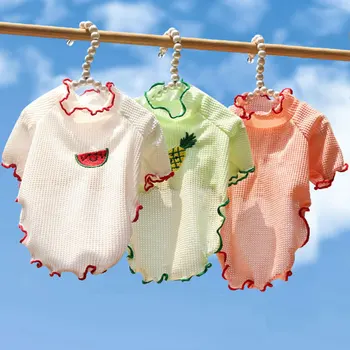Mielas Vaisių Siuvinėjimo Šunų Drabužius Vasarą, Kvėpuojantis T-shirt Mažų Šunų Pynimas Rankovės Pet Drabužiai Čihuahua Šunų Produktus