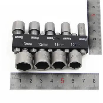 Įrankių rinkinys adapteris tiek nuo 5 iki 13 mm hex karka hex veržle lizdas 9 komplektai/komplektas veržliarakčiai 1/4 colių metrinių varžtų atsuktuvas