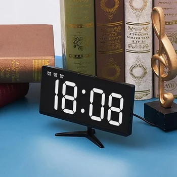 Skaitmeninis Laikrodis, Didelis Ekranas, Led Elektros Laikrodis-Žadintuvas su Diming Režimu, 3 Lygių Ryškumo, su Usb jungtimis, Modernus Dekoro
