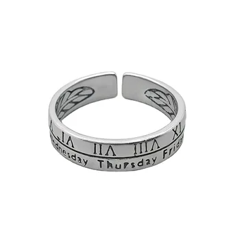 Naujas Nekilnojamojo Sidabro Spalvos Laišką Žiedai Moterų Didžiojo Piršto Žiedus Unisex Juvelyrikos Vyrai