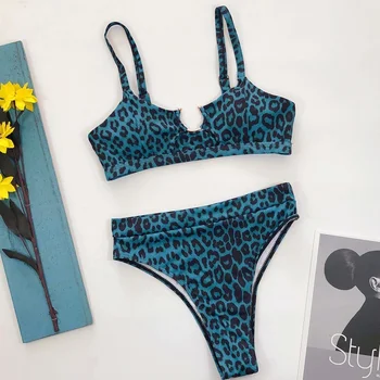 Leopard Bikini nustatyti Moterų maudymosi Kostiumėliai, Snakeskin Seksualus Bikini Biquini Plaukti Kostiumas Push Up maudymosi kostiumėlį Moterų Paplūdimio Plaukimo Bikini
