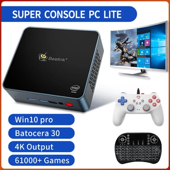 Super Konsolės PC Lite 4K Retro Vaizdo Žaidimų Konsolės Statyti 61000 Žaidimai PS2/WII /DC/N64/SS Beelink Mini PC Windows 10 Pro Rakto