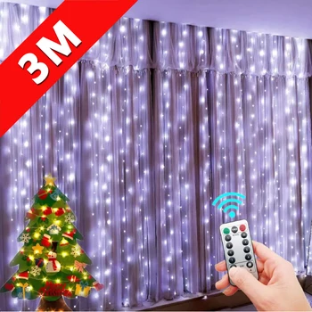 Nuotolinio Valdymo pulto LED String Žiburiai Kalėdų Dekoro 3M USB Užuolaidų Žibintai, Miegamojo ir Lauko Pasakų.